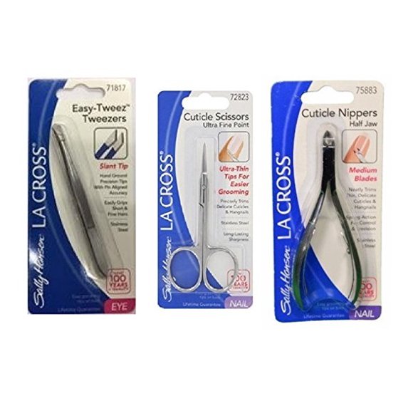 Sally Hansen LA Cross Cuticle Scissors 72823 + Easy-Tweez Slant Tip Tweezers 71817 + Cuticle Nippers 75883