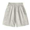 thumbnail image 6 of Dwellite Quick Dry Shorts for Womens High Waist Stretchy Straight Leg Casual Summer Shorts with Pockets Light Gray 2XL, 6 of 6