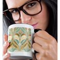 thumbnail image 2 of Sage Green Carnation Pink And Tan Ornate Vintage Art Nouveau Abstract Design, 11oz Two-Tone Black Mug, 2 of 7
