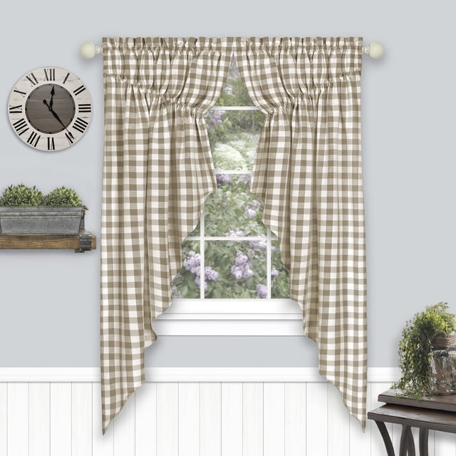 Par de Cortinas ACHIM con Diseño Cuadro Buffalo Taupe 183x160 cm