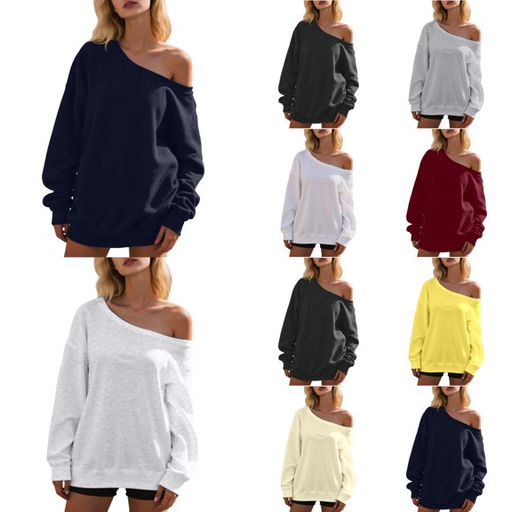 Arlun,Plus Size Sweatshirts for Women Crew Neck Solid Color Casual Basic Hoodless Tops Ladies Loose Fit Comfortable Simple Long Sleeve Going out Leisure Pullovers Top Yellow XL