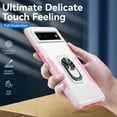 thumbnail image 4 of Designed for Google Pixel 6 Case, Military-Grade Drop Protection, Shockproof Phone Case Cover, Magnetic Car Mount Ring Kickstand Bumper Hard Case for Google Pixel 6,White + Pink, 4 of 8
