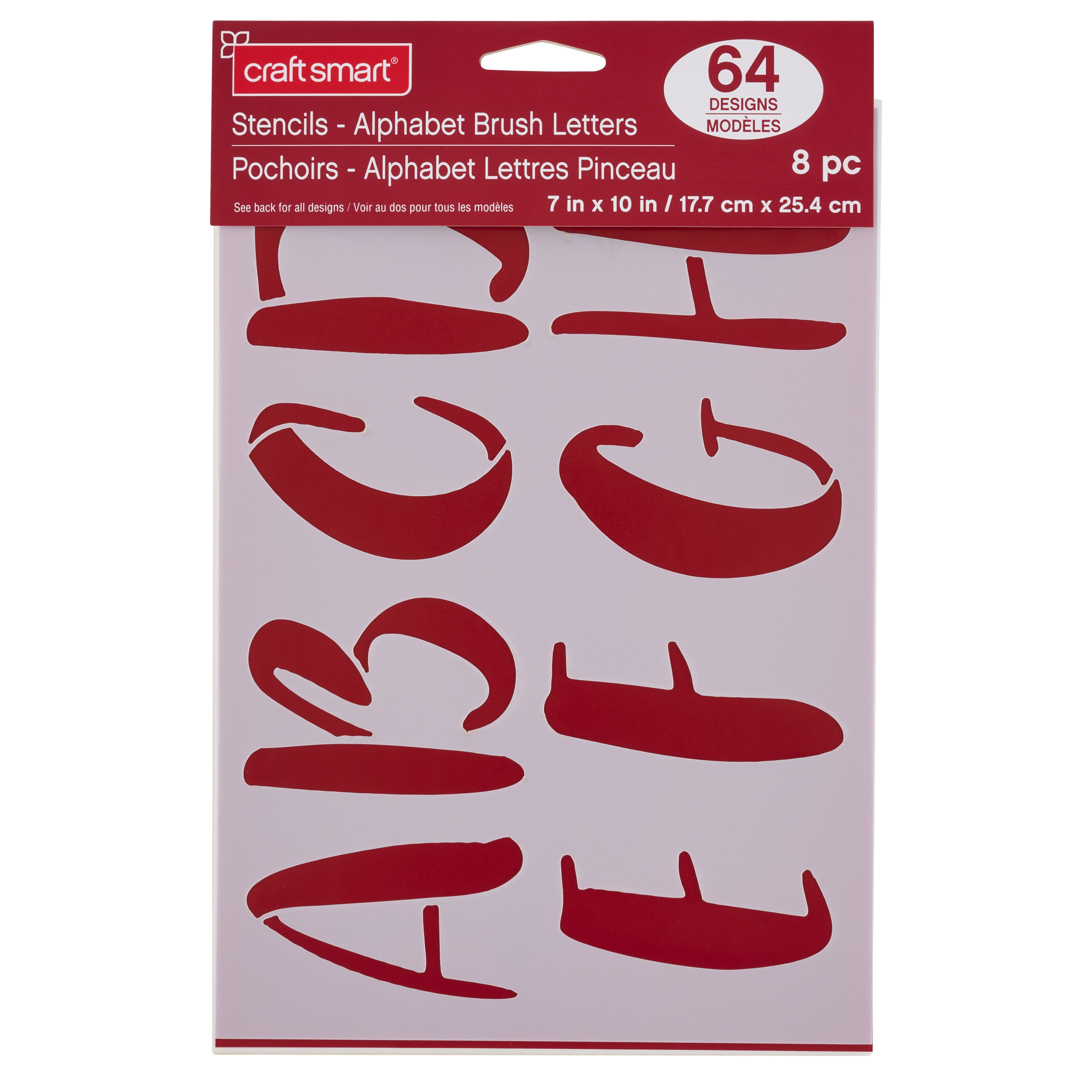 Craft Smart Alphabet Brush Letters Stencils - 7" x 10" Sheets, 64 Designs per Pack, 8 Sheets Each, Reusable Plastic - Ideal for DIY Crafts, Decor, Furniture & Gifts, 6 Pack