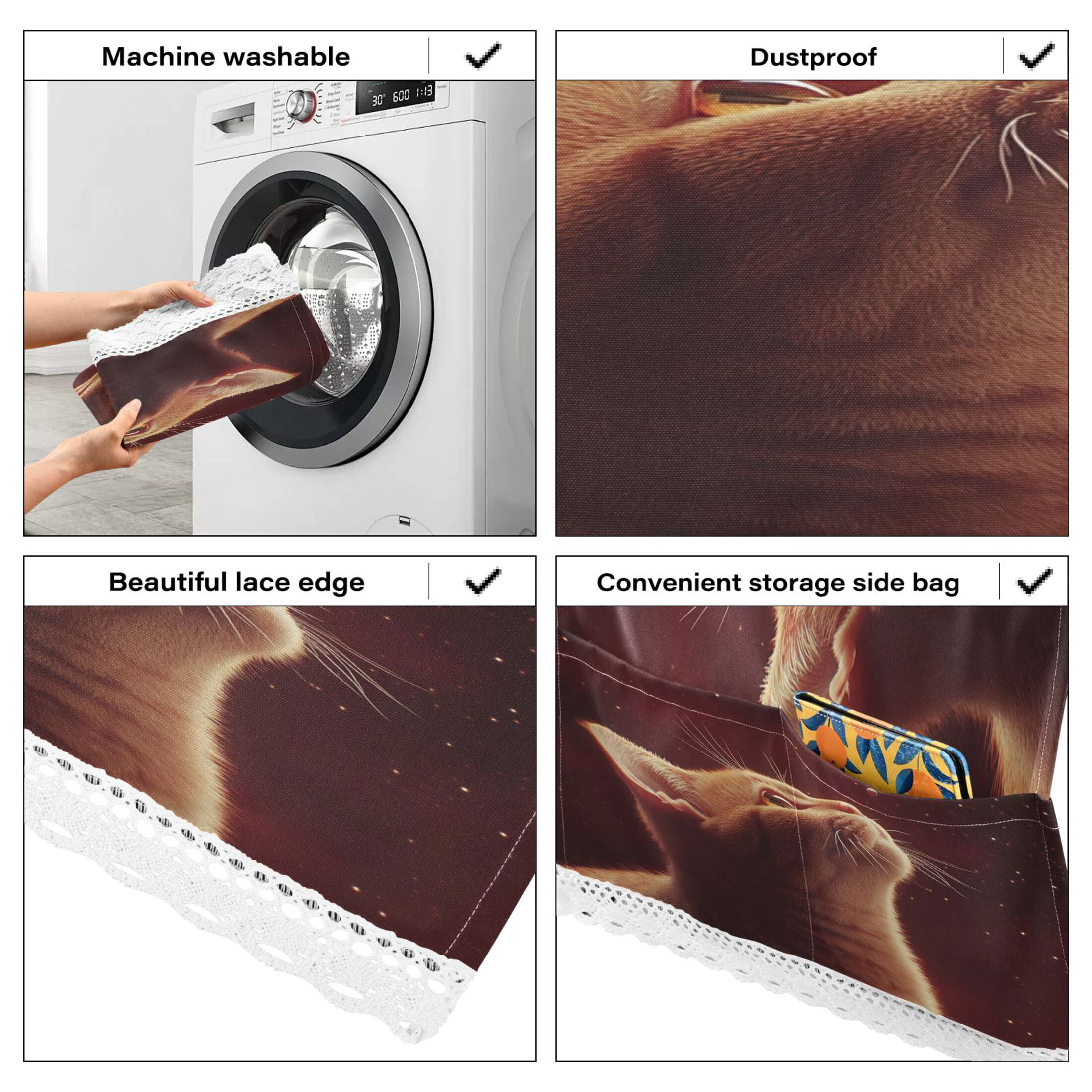 WOBOGO Orange Cat The Universe Pattern Washing Machine Cloth Dryer Refrigerator Top Cover Protective Non-Slip Mat For Kitchen Laundry