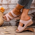 thumbnail image 4 of Wensltd Summer Wedge Sandals for Women Beach Open Toe Casual Outdoor Vacation Walking Thick Sole Sandals Pink, 4 of 9