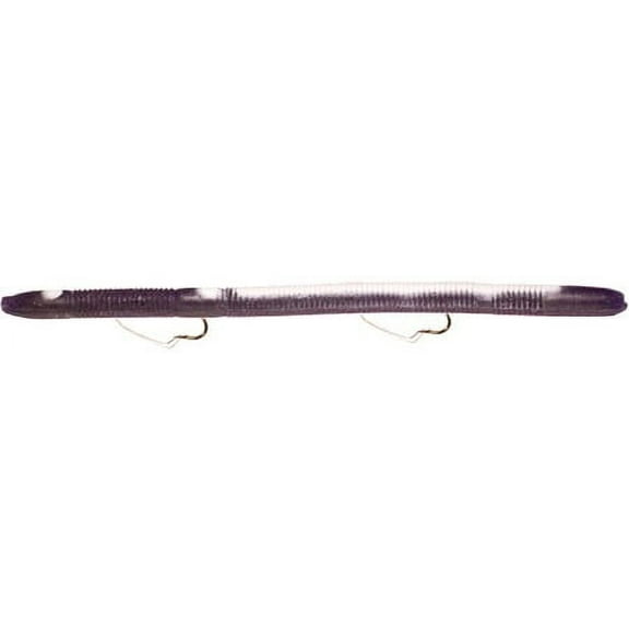K&E Tackle Bass Stopper Worm Fishing Lure, Purple/White Stripe, 5 1/2"