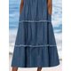 thumbnail image 2 of Vestido de manga corta con cuello redondo para mujer, ropa informal, trajes de mezclilla, Color sólido, volantes en cascada, vestido largo, Swing grande, elegante, 2 of 4