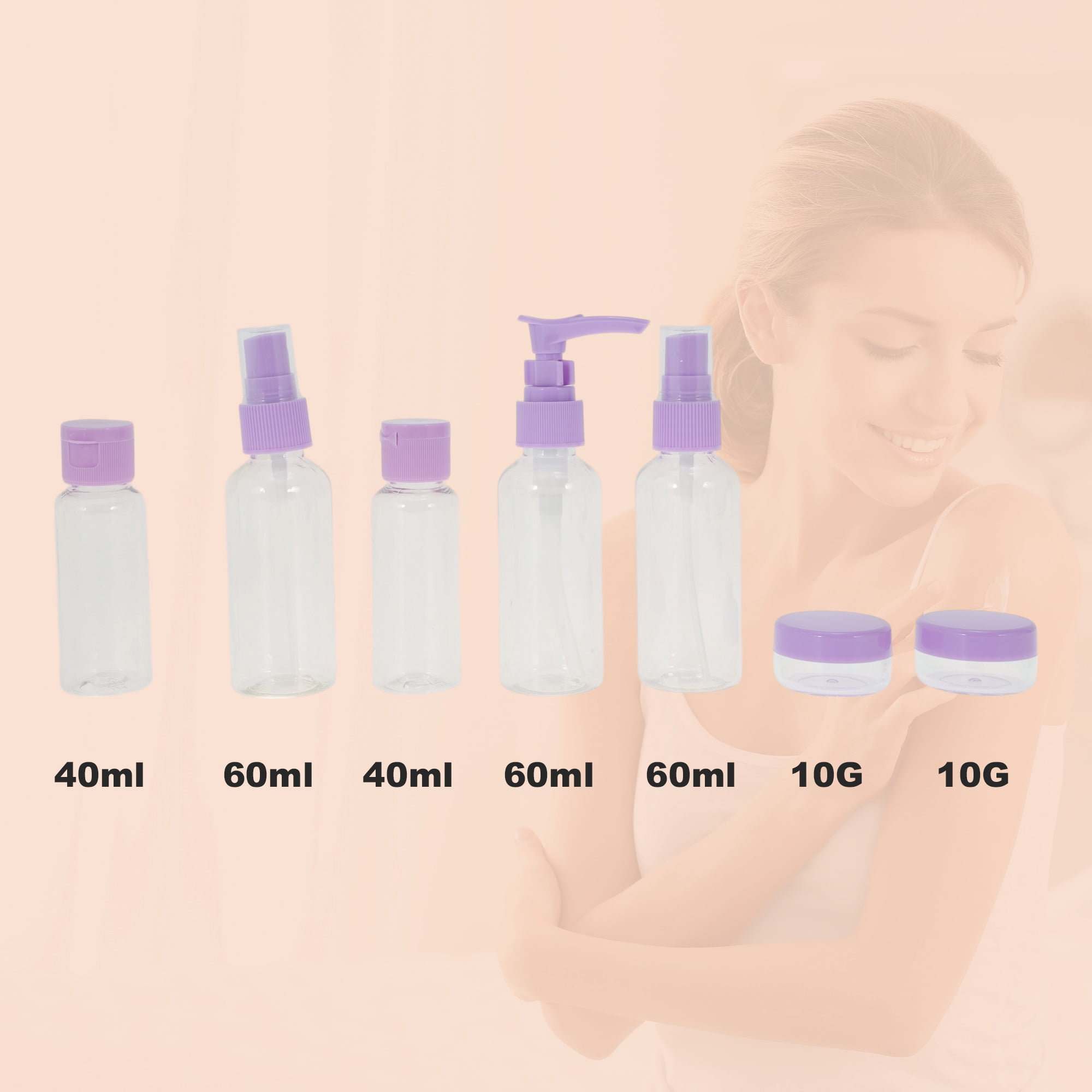 Unique Bargains Portable Travel Bottles Set of 7 Pcs Purple