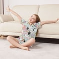 thumbnail image 3 of FORMRS Kids Short Sleeve Top and Pants Pajama Set Unisex Satin 2-Piece Sleepwear, Sizes 5-6Y, Colorful Flowers Blossoms, 3 of 8