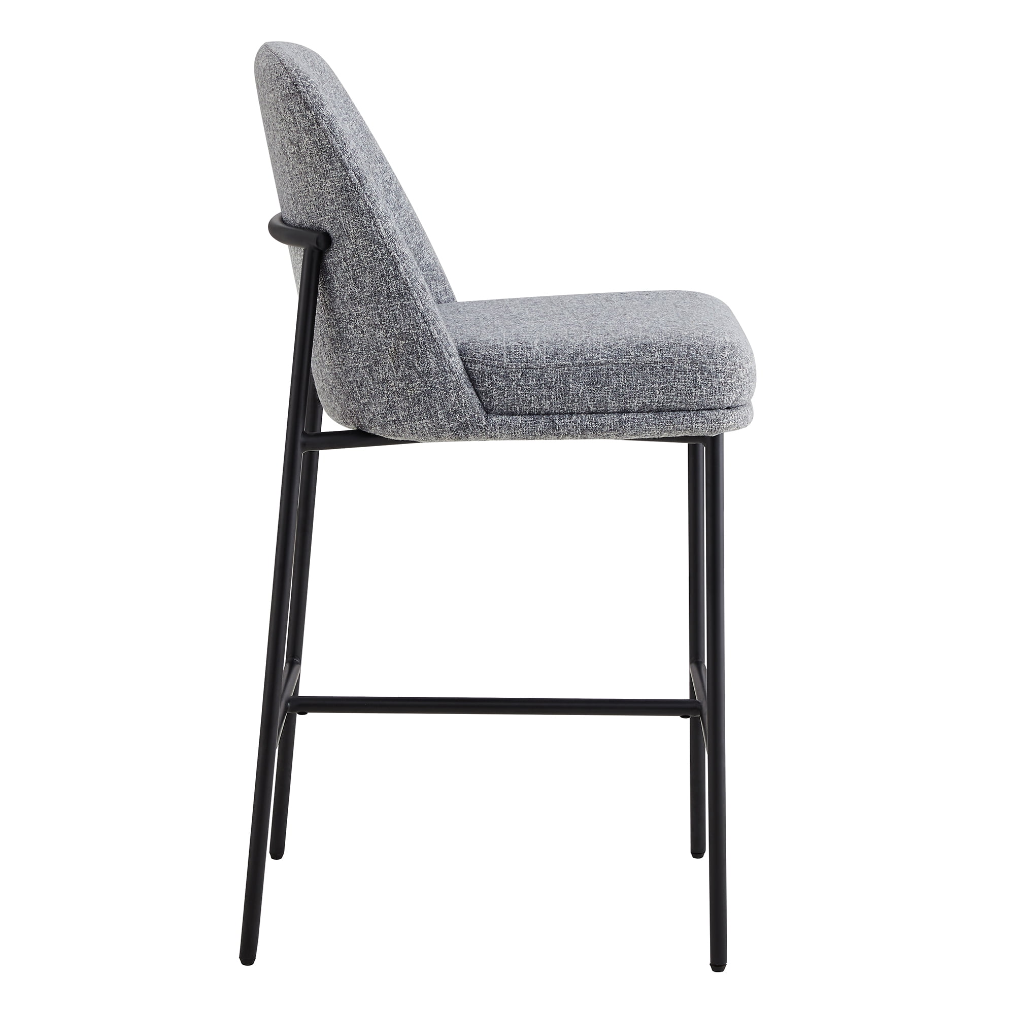 CHITA Modern Counter Height Bar Stool Set of 2, 27 inch Counter Stool with Back & Metal Legs, Fabric in Gray