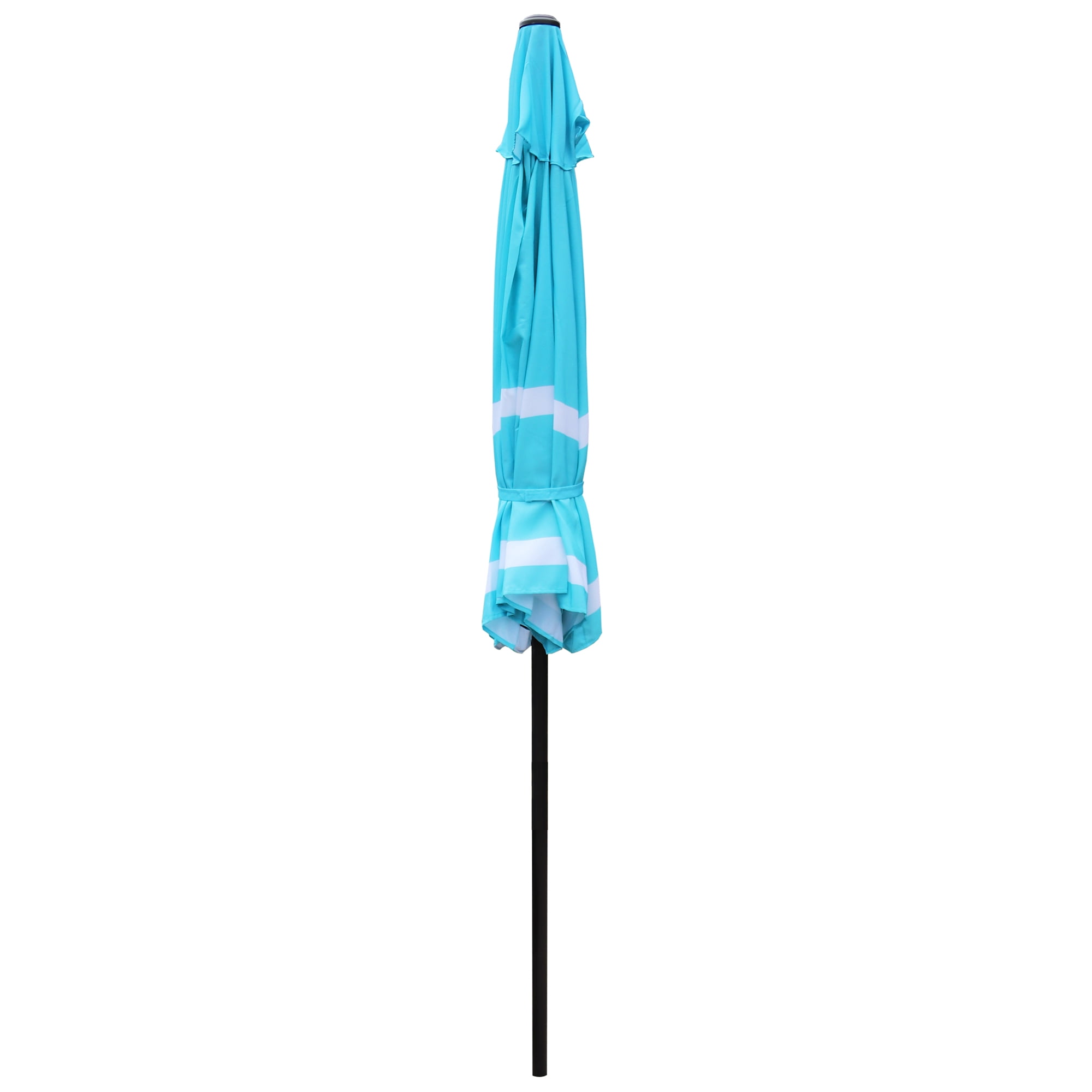 Abble 9 ft Aqua and White Striped Octagon Market Patio Umbrella, Adjustable Tilt