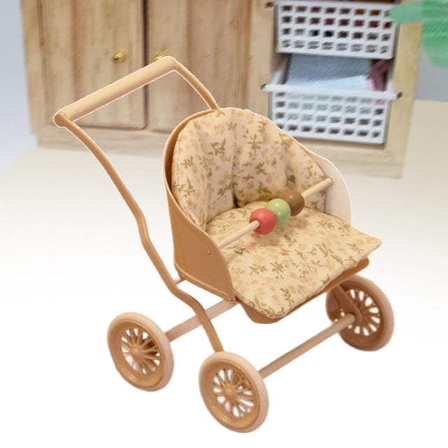 Dollhouse Stroller 1/12 Mini Pram Para Micro Paisajismo.
