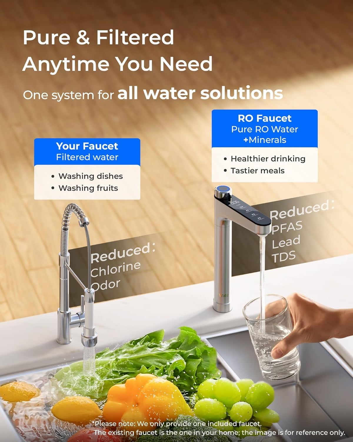 Restored Waterdrop X12-PRO Dual Flow Reverse Osmosis Water Filter, Alkaline Mineral, 1200 GPD Tankless RO System, 11-Stage RO Water Filter, Smart Faucet, BPA Free, Attaches to Your Existing Kitchen Faucet (Refurbished)