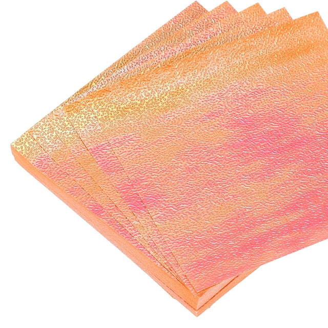 Uxcell 150 Hojas de Papel de Origami de Purpurina 6x6 Pulgadas Papel Cuadrado Brillante y Sparkly 15x15cm Papel Iridiscente para Decoración de Arte y Manualidades, Naranja