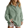 thumbnail image 3 of Stralyhd Womens Sweatshirt Oversized Stand Henley Collar Long Sleeve Soft Comfort Pullover Tops Fall Winter Clothes Mint Green 2XL, 3 of 5