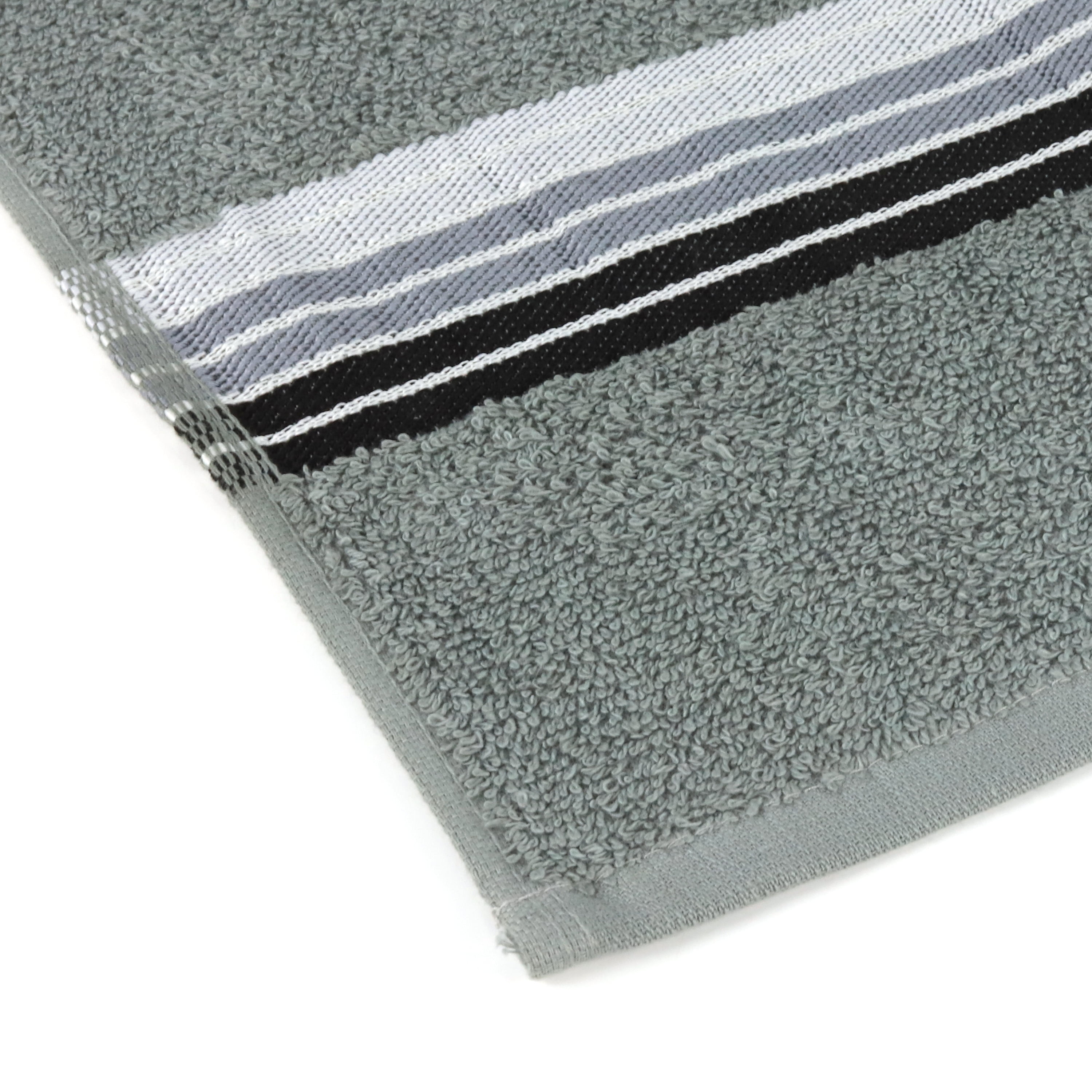 (2 pack) Mainstays 100% Cotton Bath Towel, Super Soft and highly absorbent Basic Striped Premium Bath Towel for Bathroom, Hotels, Spa and Gym – Grey
