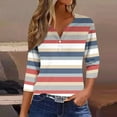 thumbnail image 2 of ShiShine Shirts for Women 3/4 Sleeve Tunic Tops V Neck Button Shirt Dressy Cute Print Tshirt Basic Ladies Blouse, 2 of 5
