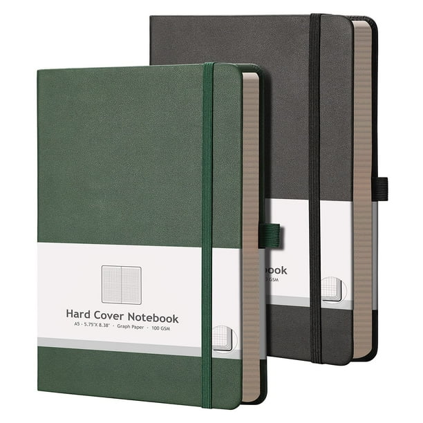 Cuaderno AHGXG, papel cuadriculado A5, tapa dura, 384 págs., 120 g/m², paquete de 2