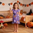 thumbnail image 2 of TOWED22 Halloween Nightdress Toddler Girls Sleepwear Cute Cartoon Ghost Print Dresses Short Sleeve Pajamas Dress, 2 of 7