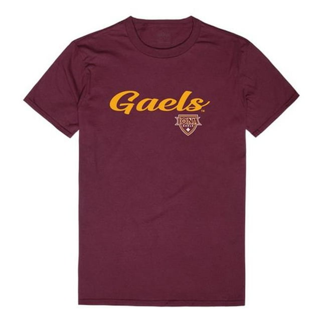 W Republic 554-315-MAR-03 Men Iona College Gaels Script T-Shirt, Maroon - Large