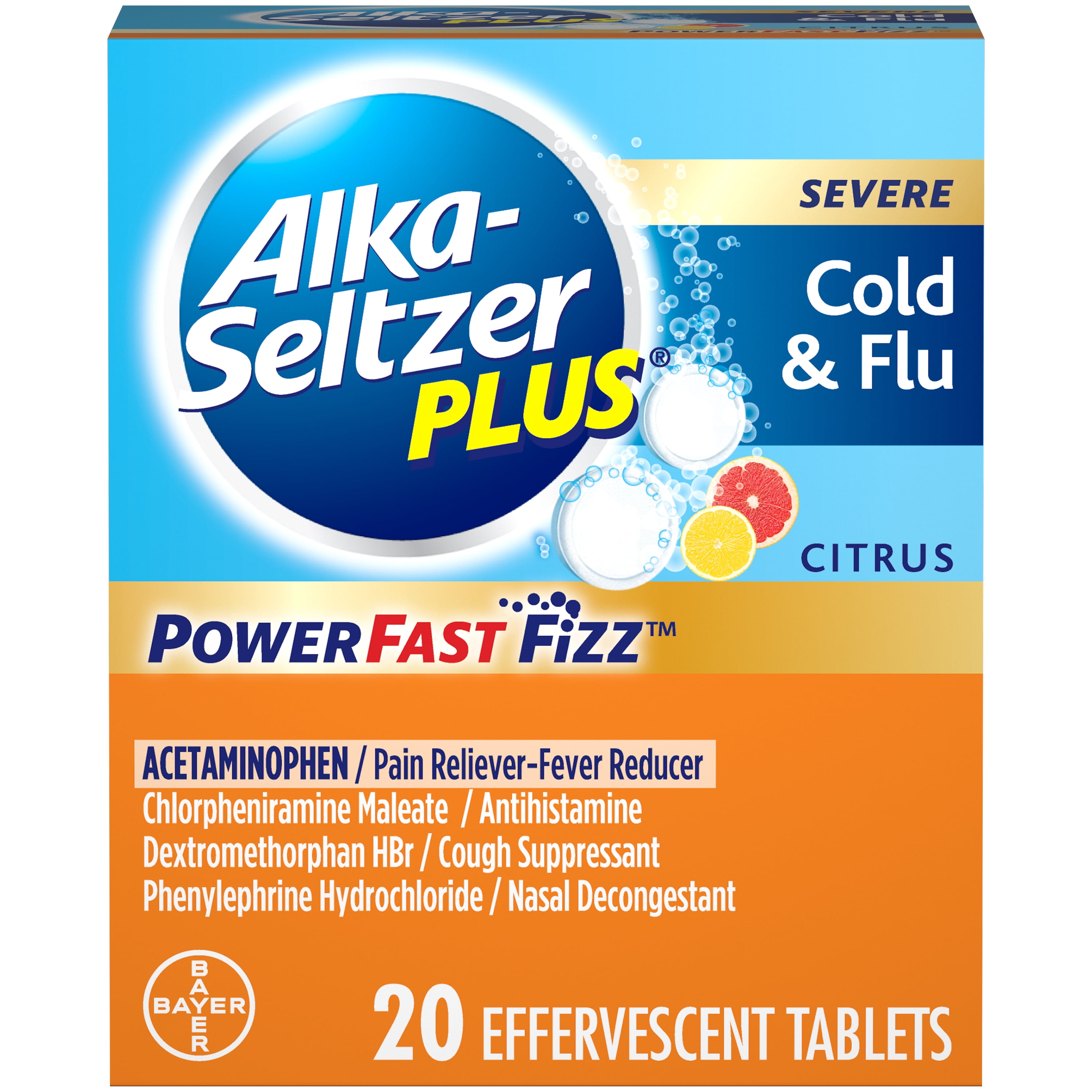 AlkaSeltzer Plus Severe Cold & Flu Power Fast Fizz Citrus Effervescent