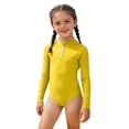 thumbnail image 3 of Ytxxxx Girls Zip-Up Solid Color Quick Dry One-Piece Swimsuits Yellow 11-12 Years, 3 of 4