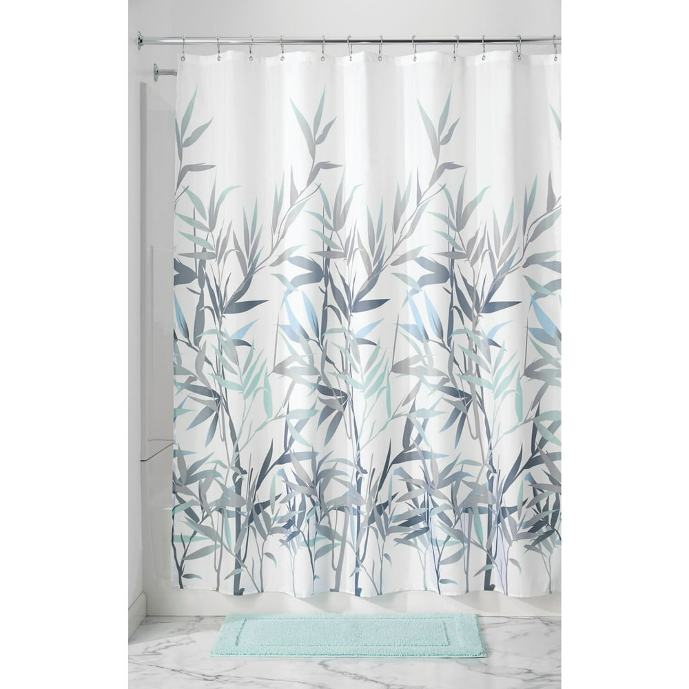 Mint/Gray Anzu Fabric Shower Curtain, Standard 72" x 72", iDesign