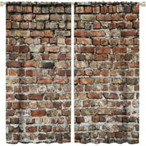 Brick Wall Blackout Curtains Rustic Farmhouse Brick Wall Orange Red Art Print for Living Room Bedroom Kitchen Decor Rod Pocket Window Drapes 2 Panels 42x54in