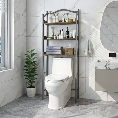 YYAo Toilet Bathroom Organizer, Toilet Storage Shelf Bathroom Shelves, 3-Tier Over-The-Toilet Bathroom Spacesaver Storage Rack-Silver