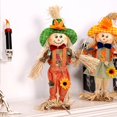 thumbnail image 5 of Clearance Sale | 13.78 Inch Handcrafted Pumpkin Witch Scarecrow Figurine, Rustic Thanksgiving Fall Decor, 5 of 9
