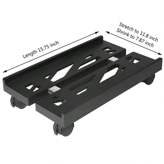 Adjustable Mobile CPU Stand, Ventilated Computer Tower Stand PC Tower Stand with 4 Caster Wheels Fits Most PC, Under Desk Holder Black