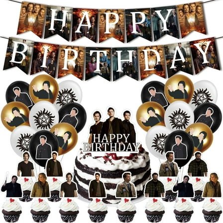 32 Pcs For Garbage Pail Theme Birthday Party Decorations,With 13 Cupcake Toppers,1 Happy Birthday Banner Garland,18 Balloons for Children Party Decorations