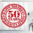 thumbnail image 1 of Ambesonne 50th Birthday Shower Curtain, Grunge Birthday, 69"Wx84"L, Vermilion White, 1 of 3