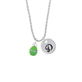 thumbnail image 2 of Delight Jewelry Lime Green Easter Egg with Color Crystal Band Silvertone Script Initial Disc - D - Charm Necklace, 20"+3", 2 of 4