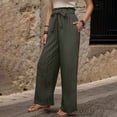 thumbnail image 6 of JJHGVB Palazzo Pants Wide Leg Pants Woman Women's Fashion Clothes For Every Occasion Cotton Linen Cardigan Summer Chic Womens Casual Pants Women'S Pants Green 2 L, 6 of 9
