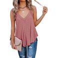 thumbnail image 4 of Women's Flowy V Neck Cami Shirts Summer Casual Tank Tops Loose Sleeveless T Shirts, 4 of 6