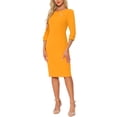 thumbnail image 4 of INSPIRE CHIC Robe Vintage pour Femmes Manches 3/4 Robe Fourreau TG Jaune Vif, 4 of 6