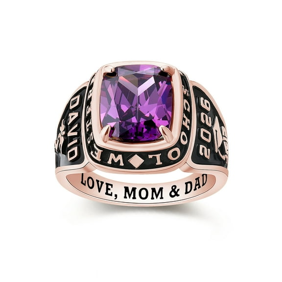 Mementos USA Custom Men's Class Rings Sterling Silver for High School and College-Rose Gold-Elite