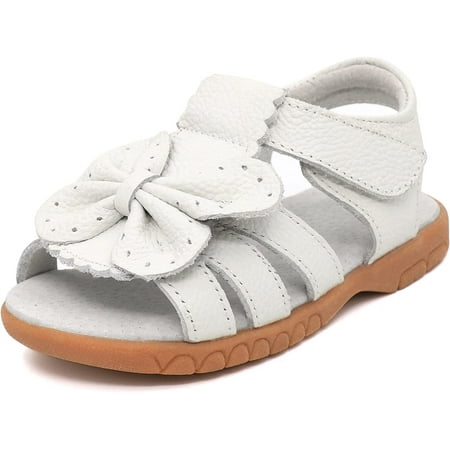 

Girls Genuine Leather Soft Closed Toe Princess Flat Shoes Summer Sandals(Toddler/Little Kid)