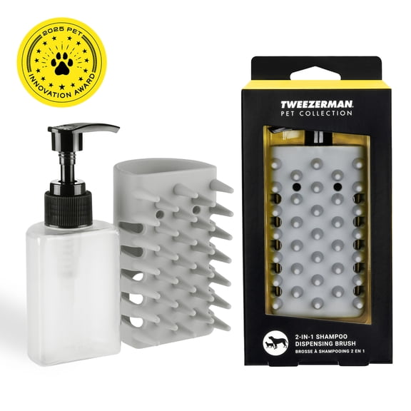 Tweezerman Pet Pet 2-In-1 Shampoo-Dispensing Bath Brush