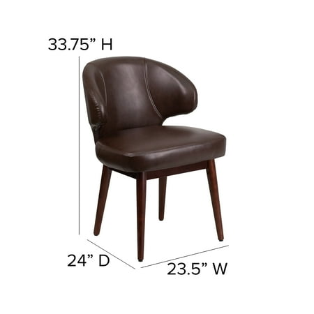 Flash Furniture - Comfort Back  Contemporary Leather/Faux Leather Side Chair - Upholstered - Brown LeatherSoft