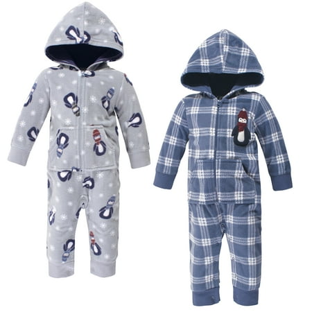 Hudson Baby Newborn Boy Fleece Jumpsuits and Coveralls, 2-Pack