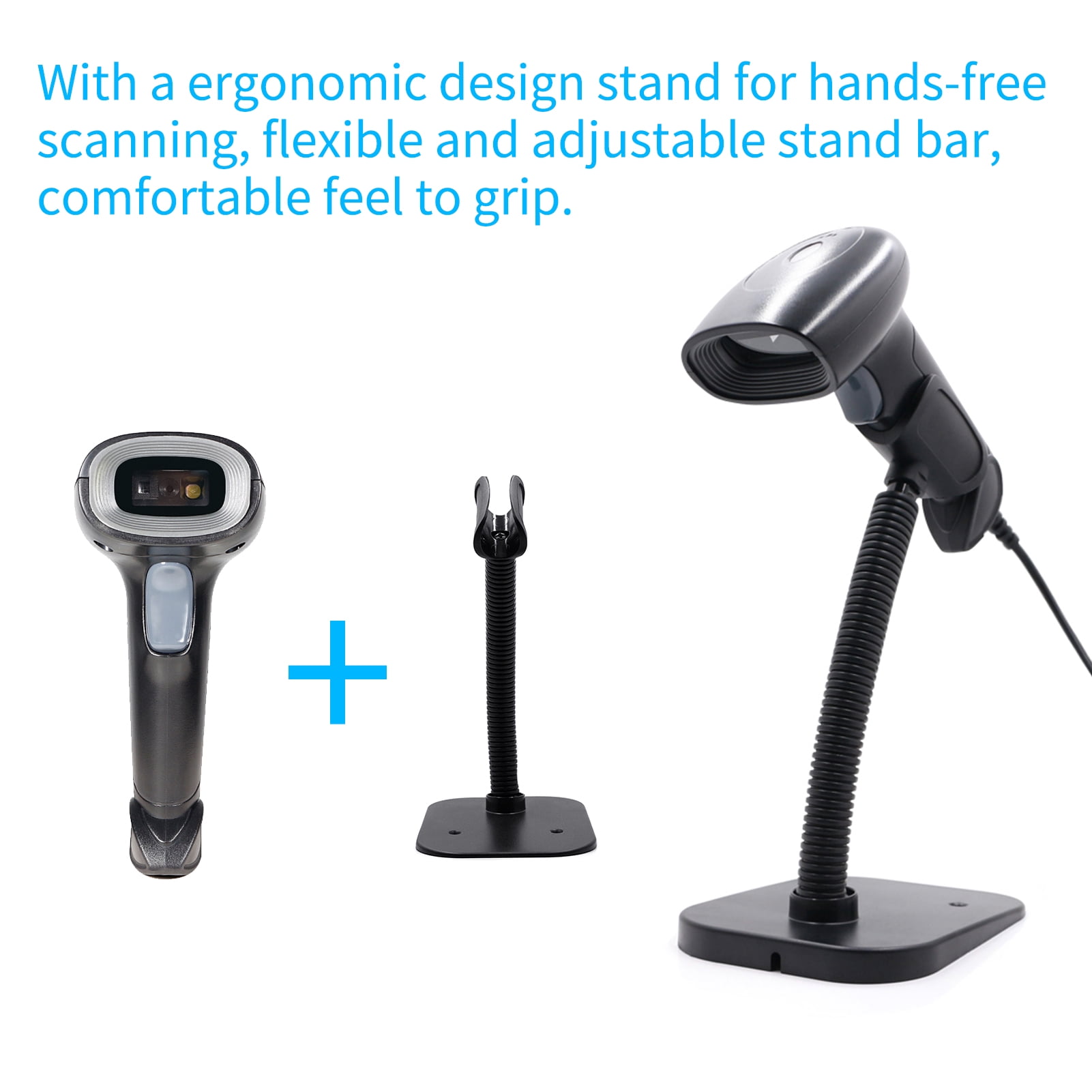 Barcode Scanner,Android Supermarket Library Wired Bar Code Windows Xp/7/8/10 Android 1d 2d Qr Code With Stand Usb Scanner 1d Compatible With Library Book Bar Code With Stand Support Retail
