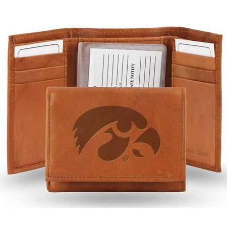 - Iowa Embossed Leather Trifold Wallet (Manmade Interior)