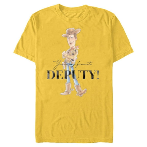 Disney 100 and Pixar’s Toy Story Woody My Favorite Deputy - Short Sleeve Blended T-Shirt for Adults - Customized-Yellow