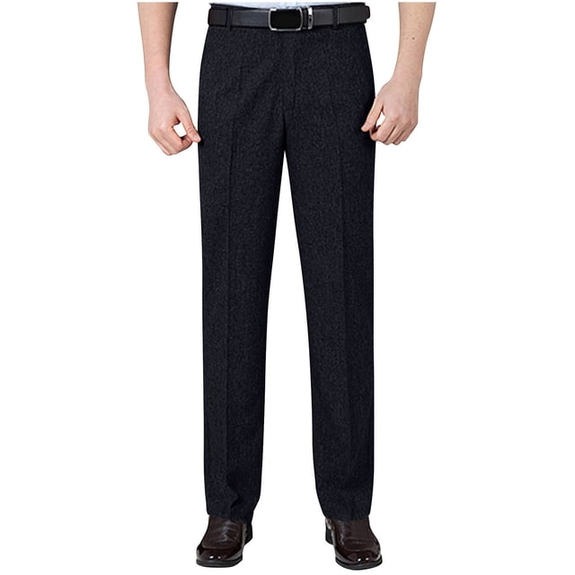 Birdeem Mens Spring Summer and Linen Casual High-Waisted Straight Leg Loose Business Pants