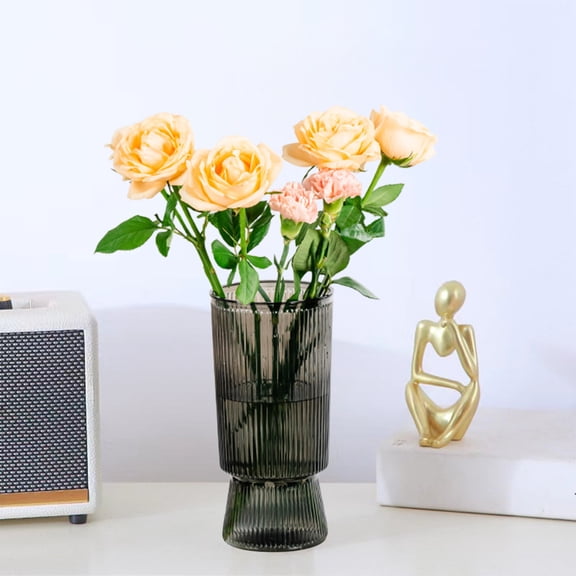 ZhyrZng Plastic Vase for Flowers Hydroponic Plants - Self Watering Imitation Glass Pot with Water Conduction Rope Transparent Soil Growing Container for Living Room Decor