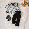 thumbnail image 2 of UAYOTSE Girls White Floral Ruffled Flutter Sleeve Top + Patchwork Flared Pants 2Pcs Set Size 12-18 Months, 2 of 7