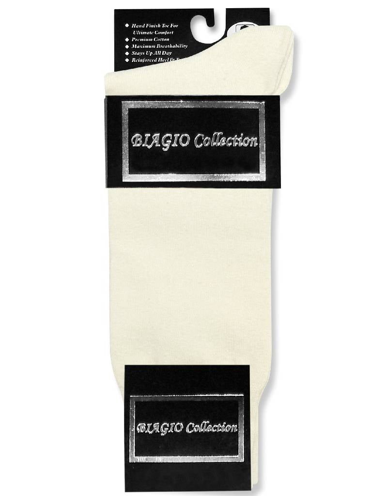 1 Pair of Biagio Solid IVORY / OFF-WHITE Solid Men's COTTON Dress SOCKS