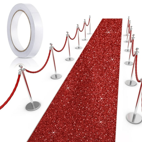Alfombra Tatuo Glitter roja 75 x 500 cm con cinta adhesiva